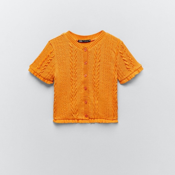 Zara Ruffled Cable Knit Mini Cardigan - Picture 5 of 7